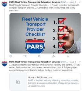 PARS Twitter - Fleet Vehicle Provider Checklist